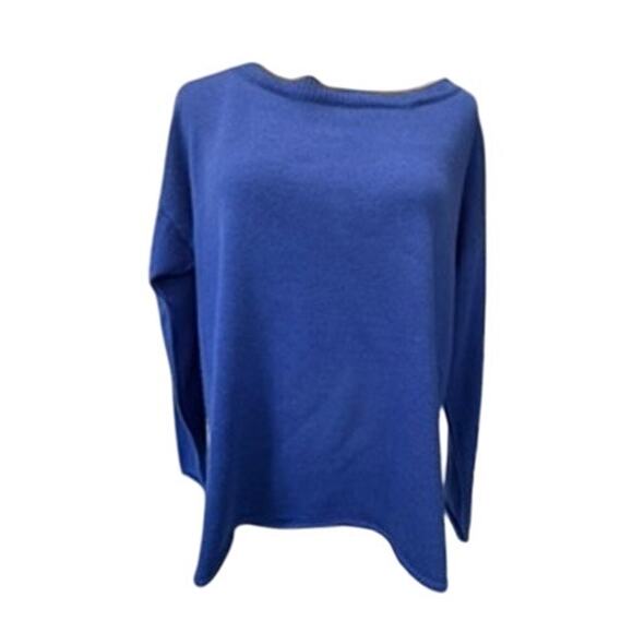 "EILEEN FISHER" Long Sleeve Wide Neck Sweater SZ M 100% Merino Wool Old Money - Picture 1 of 11